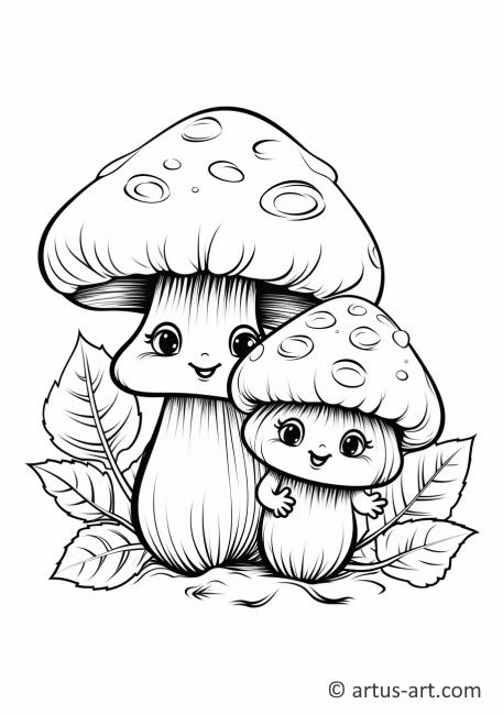 Stránka na vybarvování s houbičkovými přáteli